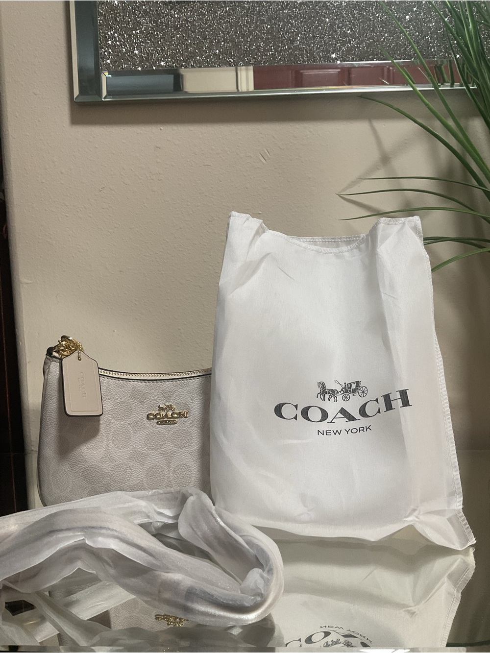 Coach Small Crossbody in Light Cream with Gold Hardware